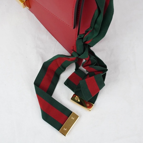 Gucci Small Sylvie Shoulder Bag w/ Red Leather & Gold-Tone Hardware - Picture 7 of 14